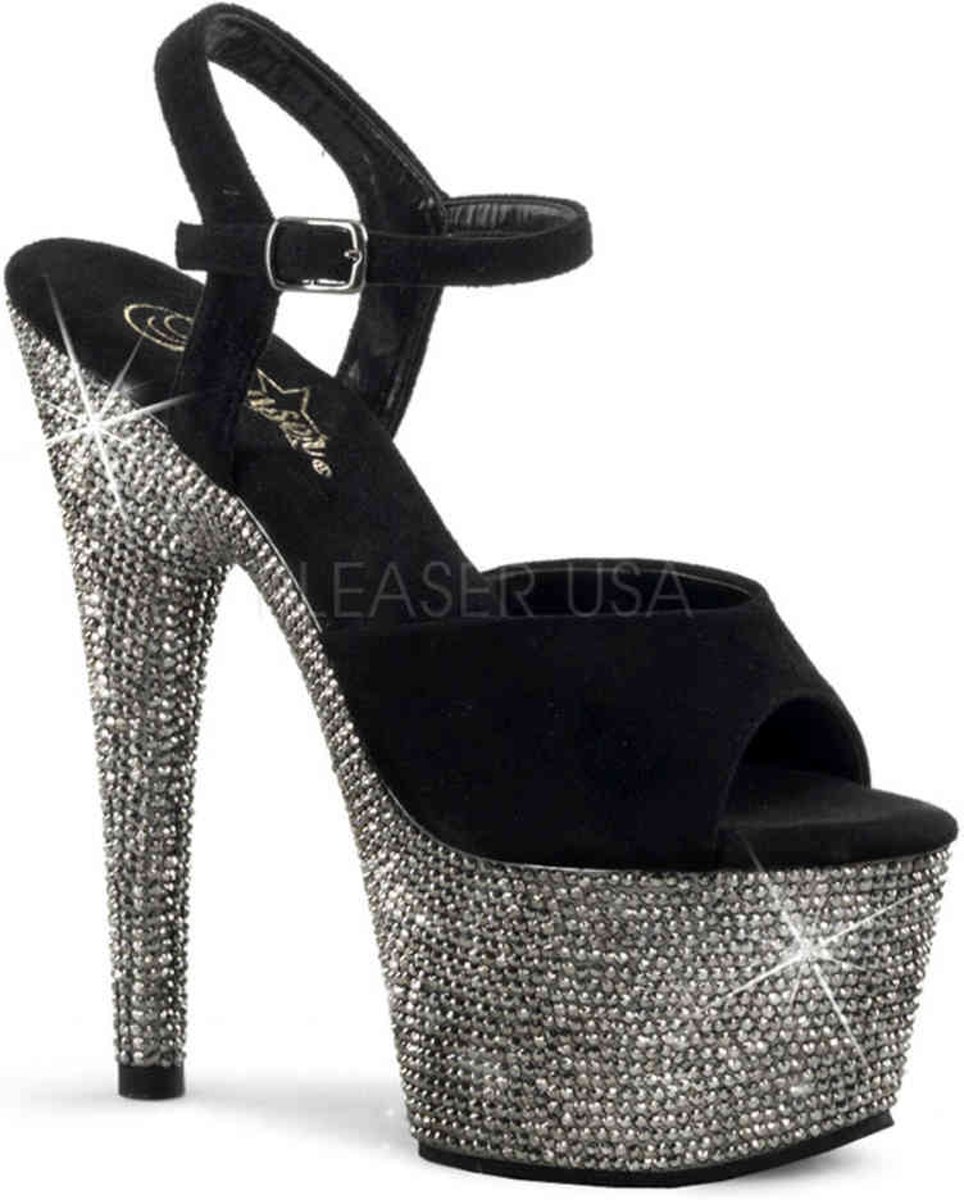 EU 37 = US 7 | BEJEWELED-709DM | 7 Heel, 2 3/4 PF Ankle Strap Sandal w/RS